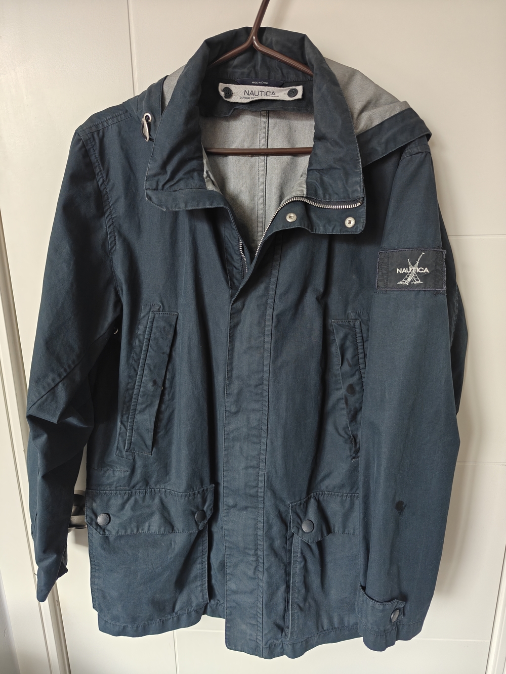Nautica Men's Hooded Navy Blue Field Jacket